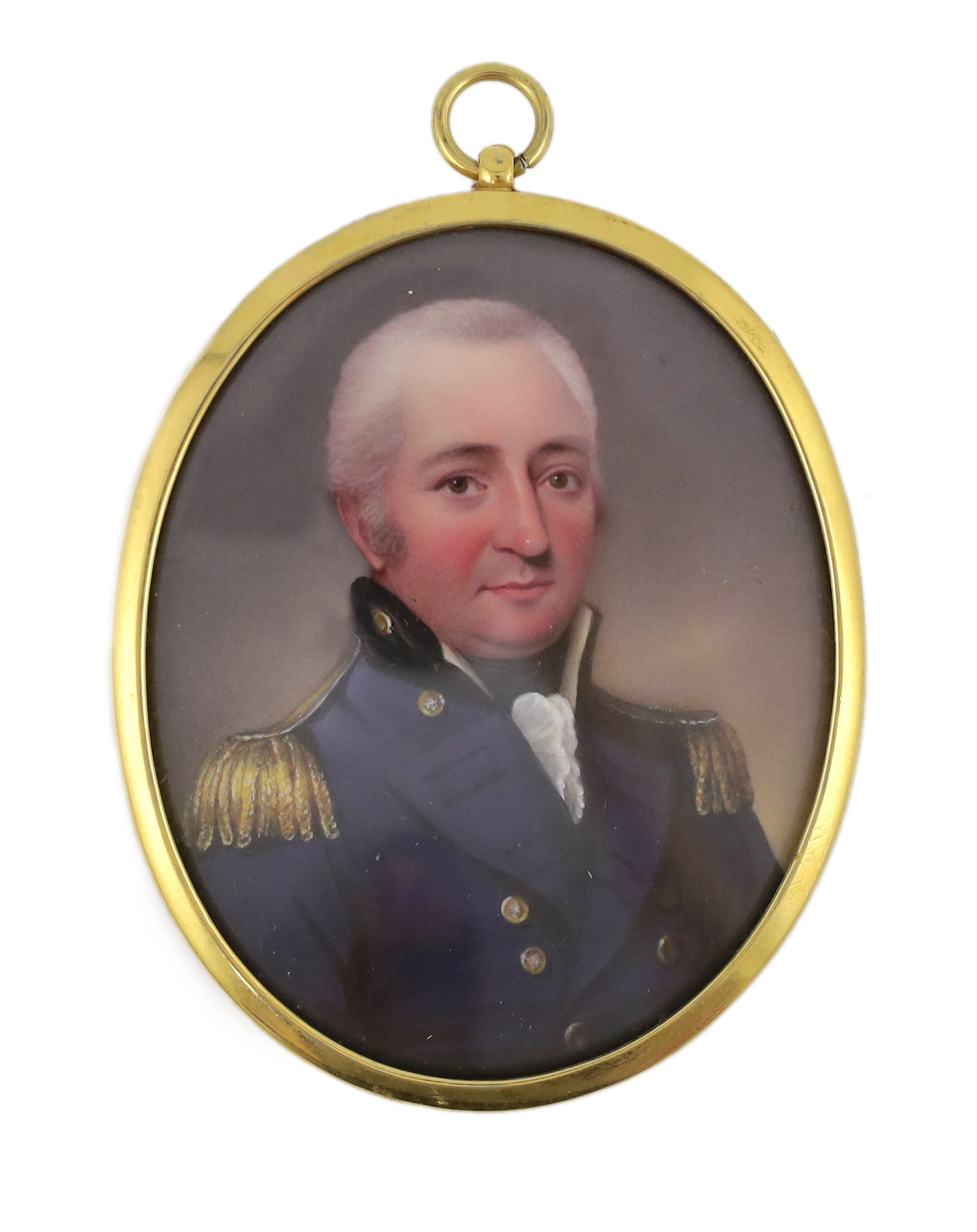Henry Pierce Bone, R.A. (British, 1779-1855), Miniature portrait of Deputy Commissary General Thomson, formerly secretary to Francis Hastings, enamel on copper, 7.5 x 6cm